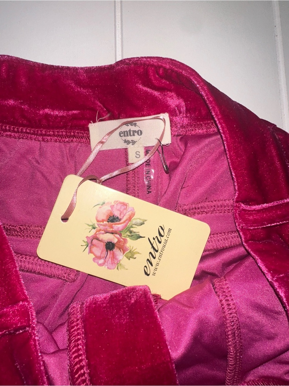 NWT Entro Wide-Leg High-Rise Velvet Pants in Fuchsia Sz S,M,L - Picture 6 of 10